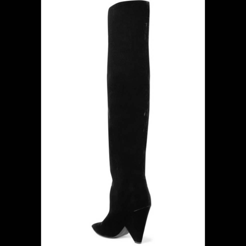 Saint Laurent Niki Velvet Thigh High Boots - Picture 3 of 8